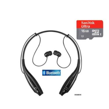 Imagem de Fone wireless Bluetooth Black OUD NB85B + SD 16GB Hastes Flexíveis - H