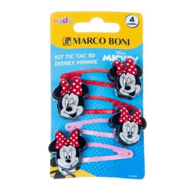 Imagem de Kit 4 Tic Tac De Cabelo 3D Coleção Disney Minnie Marco Boni, Rosa e Ve