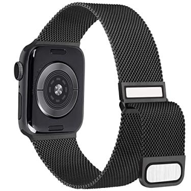 Imagem de Hanama Correia compatível com Apple Watch correia 38 mm 40 mm 41 mm 42 mm 44 mm 45 mm 49 mm, pulseiras de substituição de metal de aço inoxidável clássico para iWatch Series SE 8 7 6 5 4 3 2 1 (preto)