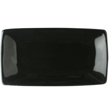 Imagem de Kit 6 Prato Para Sushi Bandeja Preta Rasa Oriental 22cm Porcelana Germer Sashimi