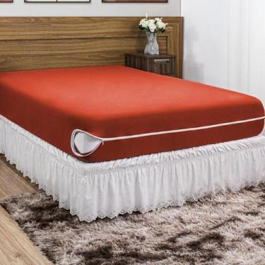 Imagem de Capa De Colchão Queen Casal Em Malha Gel (Helanca) e Zíper Prático - E