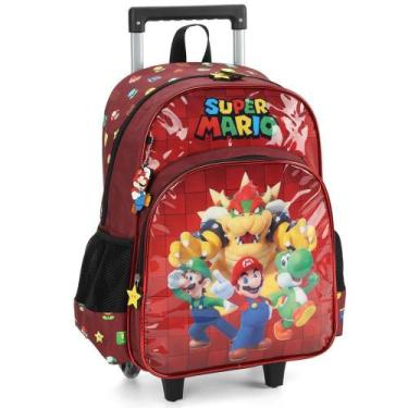 Imagem de Mochila de Rodinhas Sem Alça Luxcel Super Mario Vinho