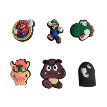 Imagem de Kit 6 pins bottons enfeites para calçados emborrachados - super mario 