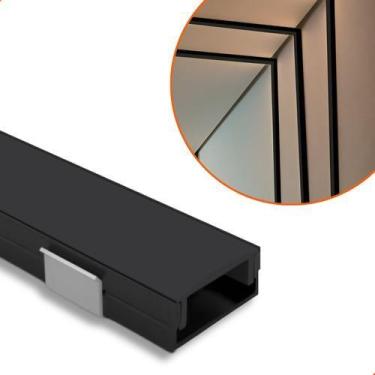 Imagem de 20 Barras Perfil Led Sobrepor All Black 17mm 1 Metro Para Fita Led - V