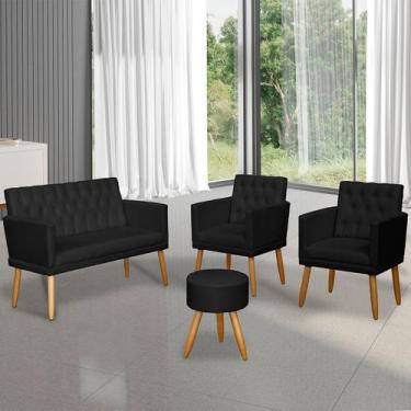 Imagem de Jogo 1 Namoradeira 2 Poltronas capitone com Puff para Recepção  Sala p