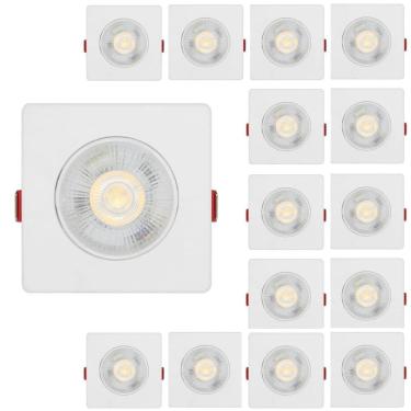 Imagem de kit 15 Luminária Spot Led 5w Branco Quente Quadrado Embutir Direcionavel Bivolt 110/220 Forro Pvc Gesso Sala Quarto Cozinha Comercio