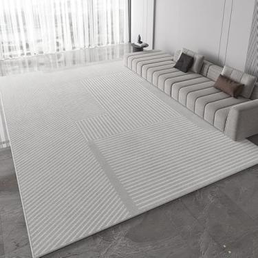 Imagem de Tapete cinza claro, luxuoso, com listras geométricas, para sala de estar, tapetes decorativos de tamanho grande, confortáveis, fáceis de limpar, para quarto, AX011, G, 80x160 cm