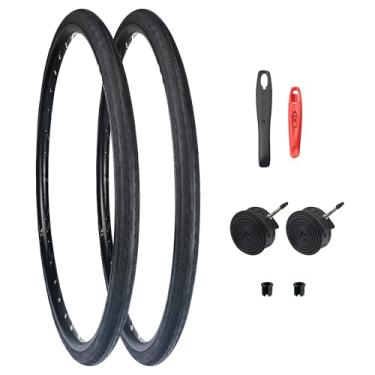 Imagem de MEGHNA Pneu de bicicleta 700C bicicleta de estrada dobrável 700 x 32C pneu com alavanca de pneu de tubo de bicicleta para corrida de estrada rolamento rápido 32-622 mm substituição para bicicleta de