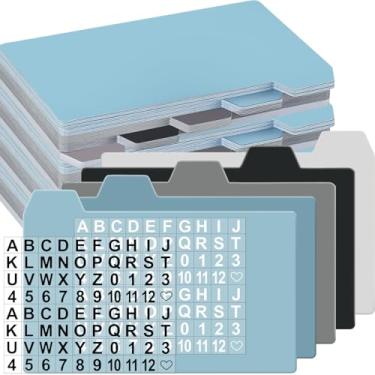 Imagem de Harloon O conjunto de 52 peças inclui 50 divisórias de cartão de índice, 2 adesivos de alfabeto com abas e divisórias de fotos para escritório, negócios, material escolar (7 x 12 cm, azul moderno)