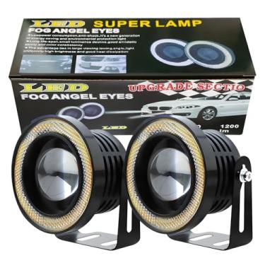 Imagem de JRQLOV 2 peças branco/vermelho/azul/amarelo carro R500 luz de olho de anjo 64/76/89 mm à prova d'água Ip65 luz de circulação diurna DC 12V farol de neblina 30w potência LED faróis para todos os