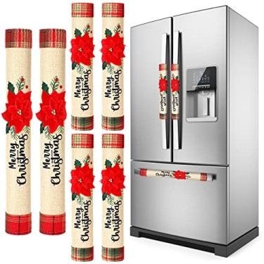 Imagem de Conjunto de capas de maçaneta de porta de geladeira de Natal protetores de maçaneta de geladeira para micro-ondas e decorações de festa de cozinha (6 peças)