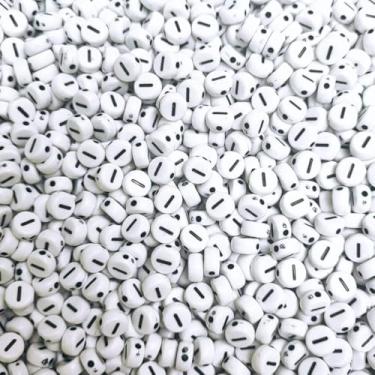 Imagem de 100 Miçangas Vogal Letra Separada Entremeio Missanga (I - Branco e Preto)