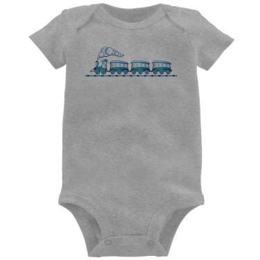 Imagem de Body Bebê Trenzinho Brinquedo - Foca na Moda, Cinza, G
