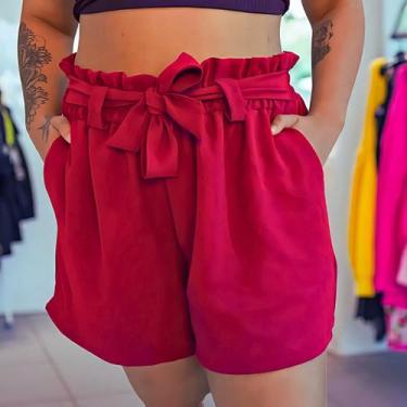 Imagem de Short Soltinho Feminino Plus Size Verão Com Laço Estilo Elegante Confo