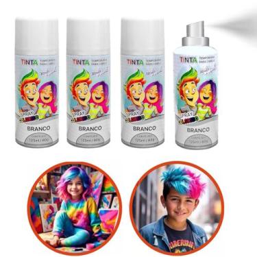 Imagem de 4 Tintas Lavável Branca Infantil Adulto Festa Cabelo Maluco - Importud