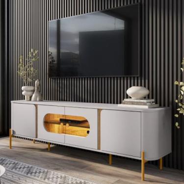 Imagem de Rack para TV Até 55 Polegadas com LED e Vidro Reflecta 4 Portas com Pé