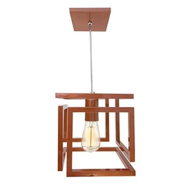 Imagem de Combo Kit com 3 Pendentes Infinity Cubo Cobre Luminária Alumínio Lustre 20Cm Sala