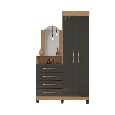 Imagem de Cômoda Roupeiro Lion Com Espelho 4 Gavetas 2 Portas Quarto