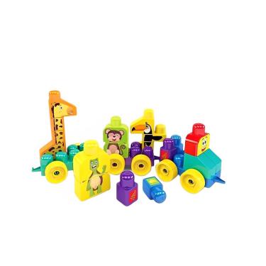 Imagem de Brinquedo Blocos De Montar Grande Infantil Trem Puxa Zoo 1947 Mk362 - Dismat