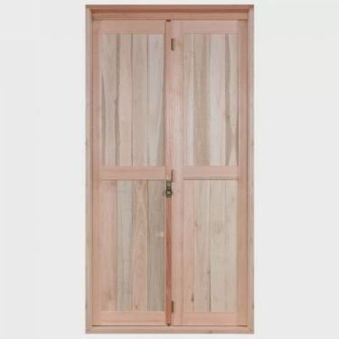 Imagem de Porta de Madeira Camarão 213x74cm com Lambris e Marco Batente 14cm ewk P36 Rondosul