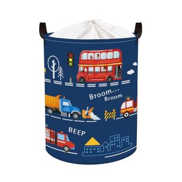 Imagem de HUUMONSS Cesto de roupa suja dobrável para carros, cesta de armazenamento infantil, caixa de presente para meninos, caixa de brinquedo para berçário, ônibus urbano, 63L