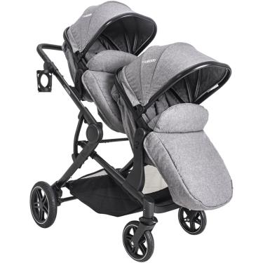 Imagem de Carrinho para Gemeos Kiddo Pair Cinza Moises Berço Passeio