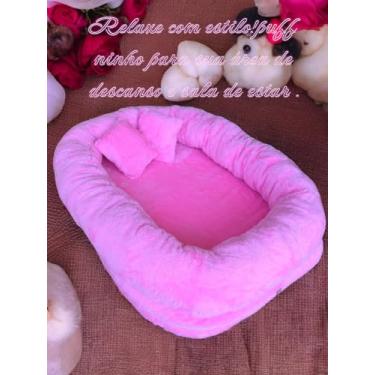 Imagem de Puff Familia Aréa De Descanso Ninho Sofá Cama Adulto 1 Uni (ROSA BEBE)