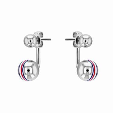Imagem de Tommy Hilfiger Joias femininas de aço inoxidável com brincos arredondados, cor: prata (modelo: 2780496)