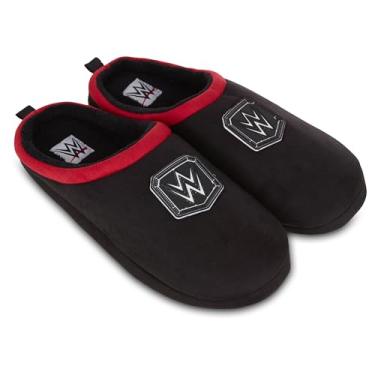 Imagem de WWE Pantufas masculinas com cinto Championship – John Cena, Roman Reigns, Seth Rollins World Wrestling Champion Belt Slip On Clog House Pantufas, Preto, Large