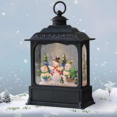 Imagem de GenSwin boneco de neve musical iluminado, globo de neve de Natal com temporizador de 6 horas, operado por bateria e alimentado por USB, globo de neve com glitter, lanterna de Natal, presente de decoração de casa (28 cm)