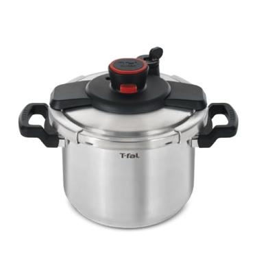 Imagem de Panela de pressão T-fal Clipso de aço inoxidável, 7 litros, indução, sistema de travamento seguro, sistema de uma mão, livro de receitas incluído, panelas, panelas e frigideiras, cozinha, lavável na