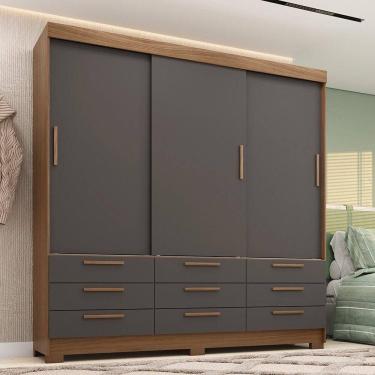 Imagem de Guarda-roupa Casal 194,40 3 Pt 9 Gv Dante Estilo Mm Jatoba/grafitte