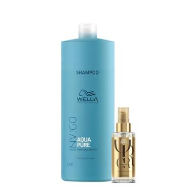 Imagem de Kit Wella Professionals Invigo Balance Acqua Pure Shampoo 1L e Oil Reflections 100ml (2 produtos)