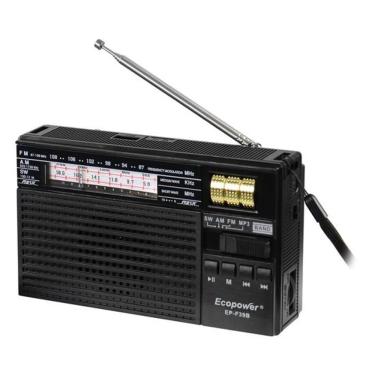 Imagem de Radio Portatil Ecopower Ep-f39b - Usb/ Sd/ Aux - Am/ Fm/ Sw - Com Lanterna - Preto