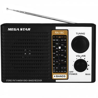 Imagem de Radio Portátil Am/ Fm/ Sw/ Tv Megastar Ra18c 300 Watts P.m.p.o Bivolt - Preto/prata