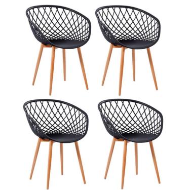 Imagem de Kit 4 Cadeiras Monaco Com Assento Em Polipropileno Fratini Preto