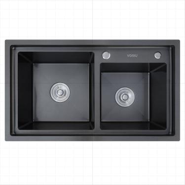 Imagem de Cuba Gourmet Pisa Para Cozinha Com Acessórios 78x45 Inox 304 Preto Vonu