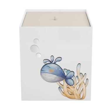 Imagem de Lixeira Kit Higiene MDF com Tampa Quarto Bebê Fundo do Mar - Neném na 