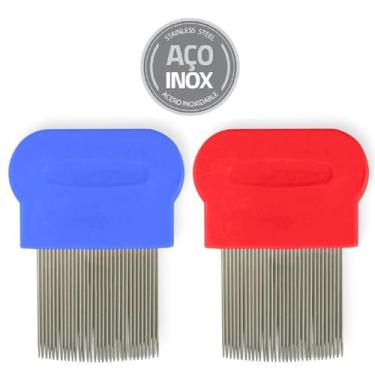 Imagem de Kit 2 Pente Fino de Aço Inox Piolho Lêndeas Criança Adulto Extrator Fe