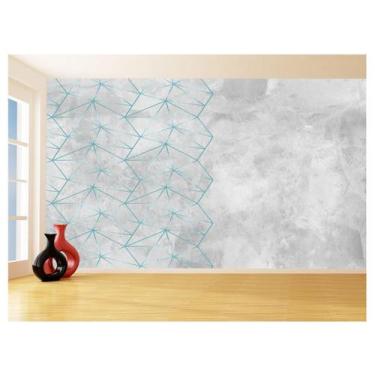 Imagem de Papel De Parede Concreto Linhas Azul Turquesa 3,5M Kkt327 - Você Decor
