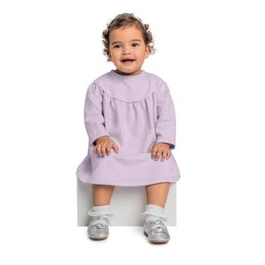 Imagem de Vestido Manga Longa com Glitter para Bebê Menina Quimby, Roxo, 1