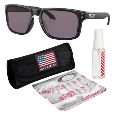 Imagem de OAKLEY OO9102 HOLBROOK Armação preta fosca – Lente cinza Prizm, óculos de sol não polarizados em formato quadrado com kit de óculos oficial eSHADES, Preto fosco (55 mm), 55 mm