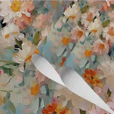 Imagem de Forro de prateleira de cozinha vintage texturizado papel de parede de contato floral forros de gaveta para cômoda papel de parede descascar e colar prateleiras armários cômoda 43,9 cm x 500,4 cm