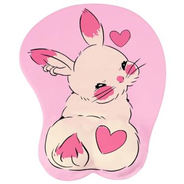 Imagem de Mouse pad com descanso de pulso, mouse pad ergonômico com almofada de descanso de pulso de espuma de memória, base de borracha antiderrapante para jogos em casa, escritório, computador, laptop, coelho