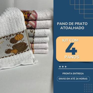 Imagem de Pano de Prato Copa Atoalhado Felpudo Premium Cozinha 45X65 Jogo 4 Unid