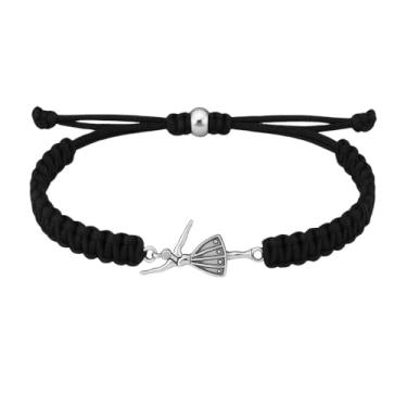 Imagem de Pulseira de dança Sportybella - Joias de dança - Pulseira de pingente de dança trançada - Presente para recitais de dança e dançarinos, Preto, 7 inches