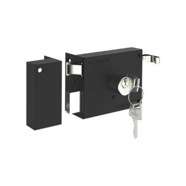 Imagem de Fechadura Sobrepor Soprano Externa 100mm Aço Inox - Preto Perolizado