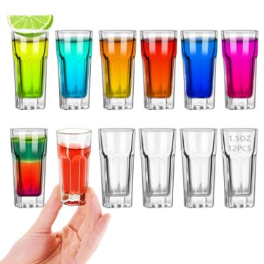Imagem de eispap Copos de shot de 42,5 g com base pesada, copos pequenos para bebidas alcoólicas e espirituosas, copos duráveis de barra de tequila para doses de álcool e café expresso, conjunto de copos