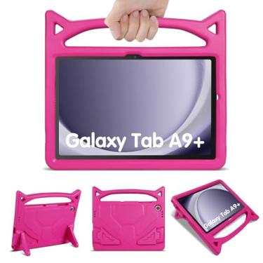 Imagem de YELERWE Capa infantil para Samsung Galaxy Tab A9 Plus 11 polegadas, leve, durável, à prova de choque, capa para tablet Samsung Galaxy Tab A9+ com alça, suporte embutido para crianças (rosa)