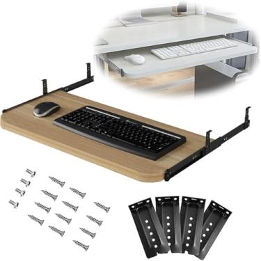 Imagem de Suporte Deslizante Para Teclado De Mouse De Computador Com Bandeja De Prateleira De Gaveta 540/600/700 × 270 Mm Para Mesa E Mesa De Pc Sob A Bandeja De Teclado Da Gaveta Da Me, Maple, 54x27cm